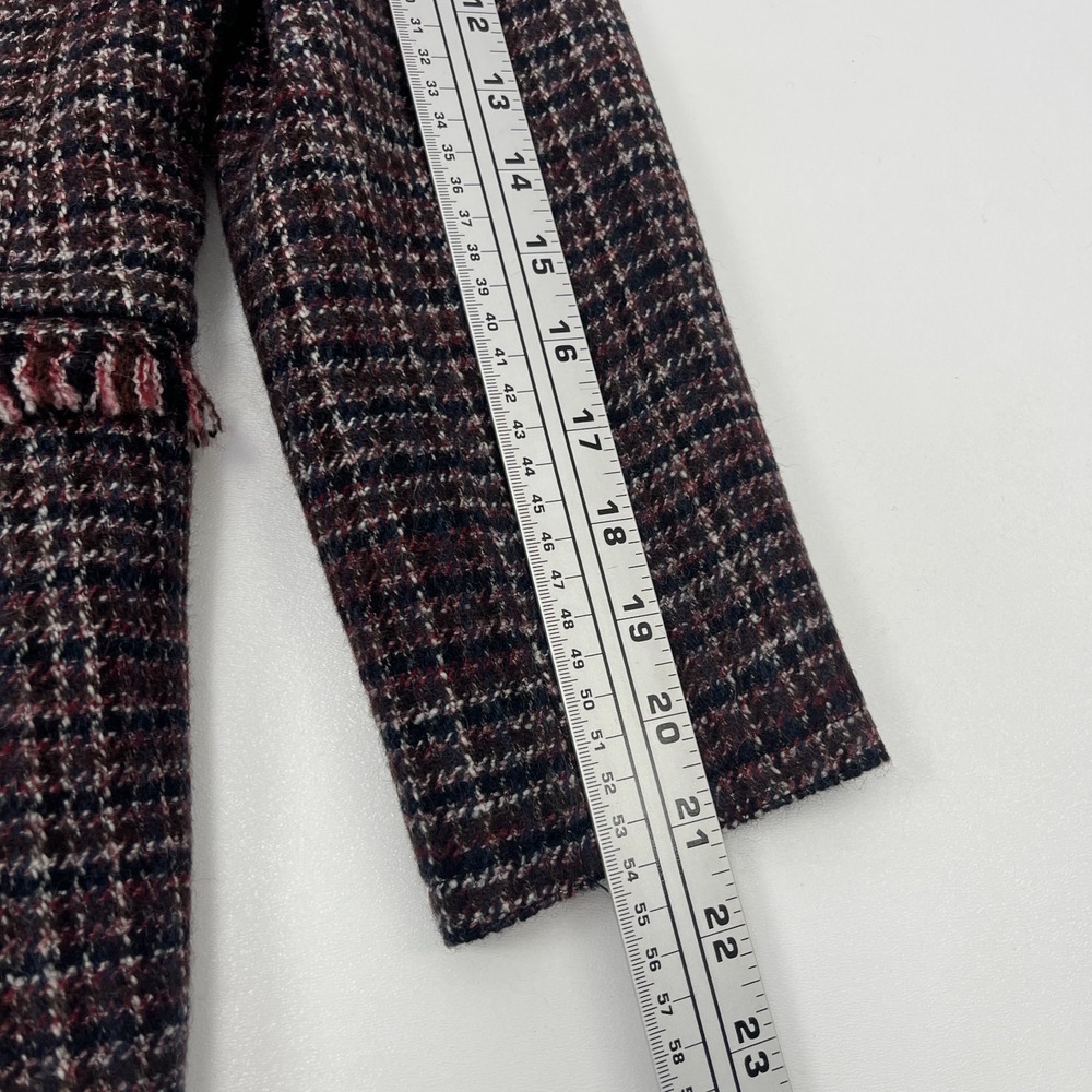 Theory Mylana‎ Tweed Jacket Sz 8 Fringe Trim Blazer Classic Preppy Quiet Luxury - Picture 10 of 13